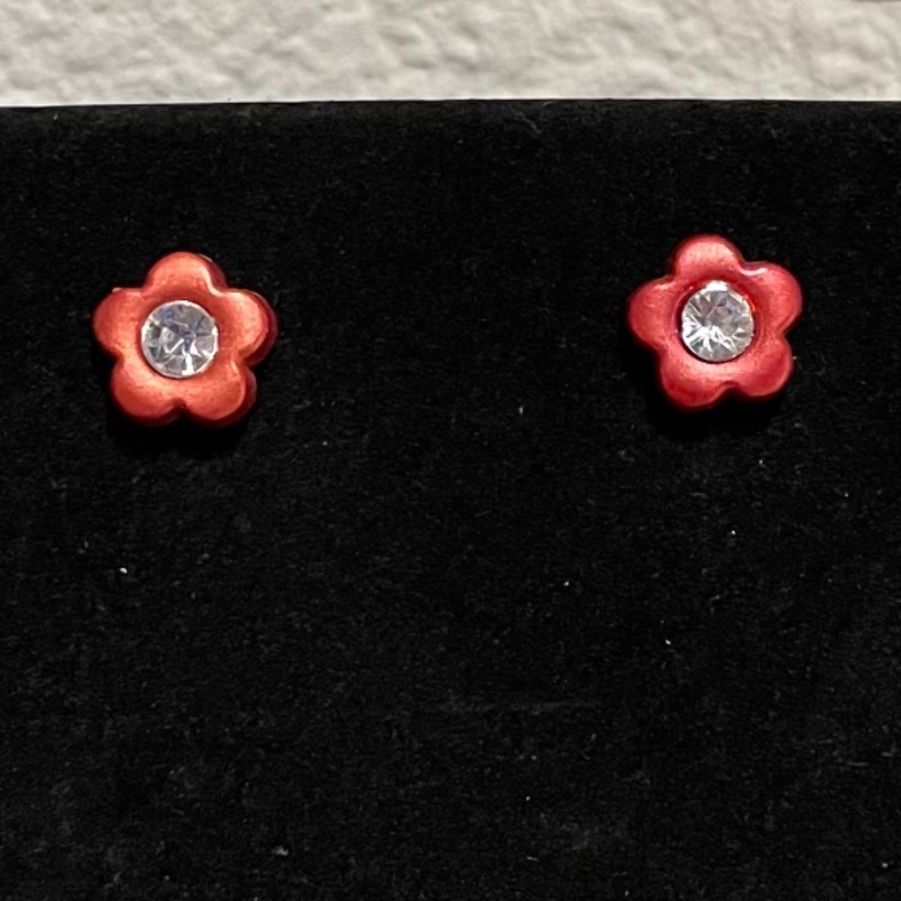 Simple & Classic Red Flower Rhinestone Studs